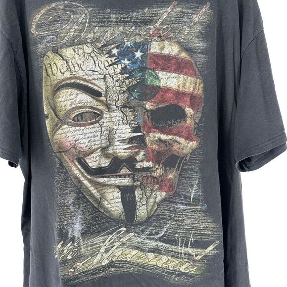 Divided We Stand T-Shirt Anonymous America Black Mens Size XL Short Sleeve USA - Picture 2 of 11